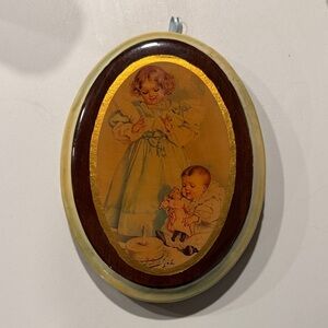Small lacquer vintage picture on wood